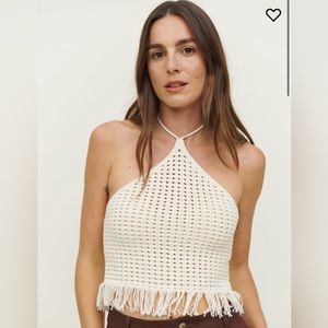 Reformation Laine Open Knit Tank size XS halter tie top